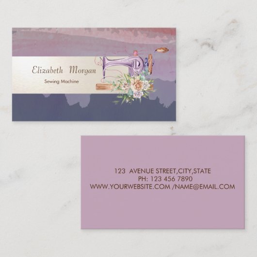 水の色のスプラッ絵を描シュ,ストライプ裁縫マシン 名刺 (正面/裏面)