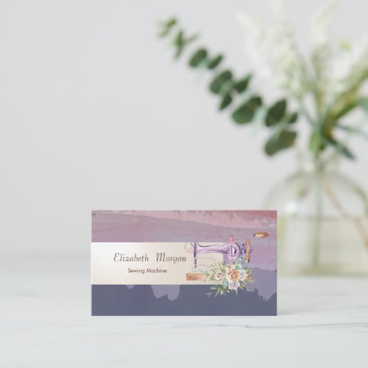 水の色のスプラッ絵を描シュ,ストライプ裁縫マシン 名刺 (スタンド正面)