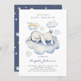 水の色のスリープベビーラビットベビーブランチ 招待状