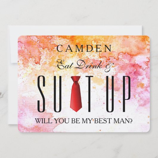 水の色のスーツ私のベストマンになる 招待状 (正面)