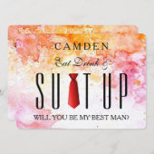 水の色のスーツ私のベストマンになる 招待状 (正面/裏面)