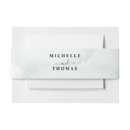 水の色のセージ結婚グリーン 招待状ベリーバンド