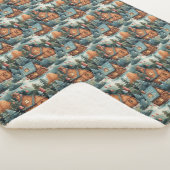 水の色のセージ緑のクリスマスジンジャーパンの家 シェルパブランケット (3/4)