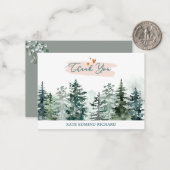 水の色のセージ緑の森の松の赤ちゃんシャワー ノートカード (正面/裏面インサイチュ)