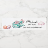 水の色のターコイズ眠るドラゴンベビーシャワー ペットボトルラベル (シングルラベル)