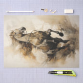 水の色のダイナミックなギャロッピング馬 薄葉紙 (クラフト)