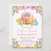 水の色のチックスとケーキ春イースターブランチ 招待状 (正面)