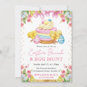 水の色のチックスとケーキ春イースターブランチ 招待状 (正面)