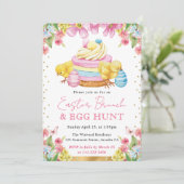 水の色のチックスとケーキ春イースターブランチ 招待状 (スタンド正面)