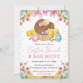 水の色のチックスとケーキ春イースターブランチ 招待状 (正面)