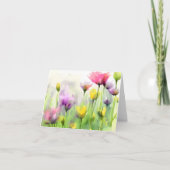 水の色のチューリップのカスタマイズ カード (正面)