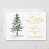 水の色のツリーとライトホリデー企業のパーティー 招待状 (正面)