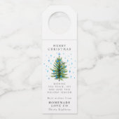 水の色のツリー企業のクリスマスホリデー ボトルネックタグ (正面)