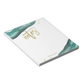 水の色のティール(緑がかった色)と金ゴールドのゲーデノート ノートパッド (アングル)