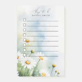 水の色のデイジーの牧草地を行うリスト ポストイット
