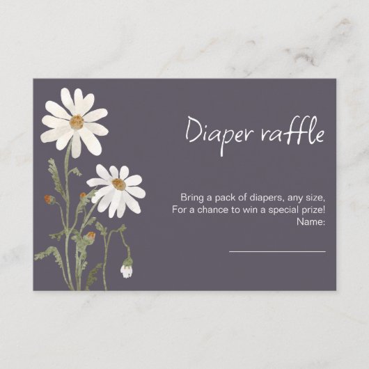 水の色のデイジー野生の花の赤ちゃんシャワーカード エンクロージャーカード (正面)