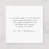水の色のデザートのパティシシェフベイカー スクエア名刺 (裏面)