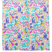 水の色のトゥーカン，マックス+ハミングバーズジャングル シャワーカーテン (正面)