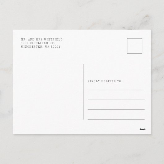 水の色のトラックと木のメリークリスマス シーズンポストカード (裏面)