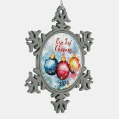 水の色のトリオクリスマスボードブルのオーナメント スノーフレークピューターオーナメント (左)