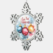 水の色のトリオクリスマスボードブルのオーナメント スノーフレークピューターオーナメント (右)