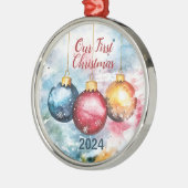 水の色のトリオクリスマスボードブルのオーナメント メタルオーナメント (左)