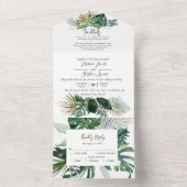 水の色のトロピカルジャングル葉の全てを1つに オールインワン招待状 (内側)