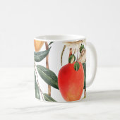 水の色のトロピカルドリアン、マンゴーのパターン。 コーヒーマグカップ (正面右)