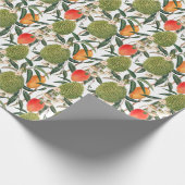 水の色のトロピカルドリアン、マンゴーのパターン。 ラッピングペーパー (角)