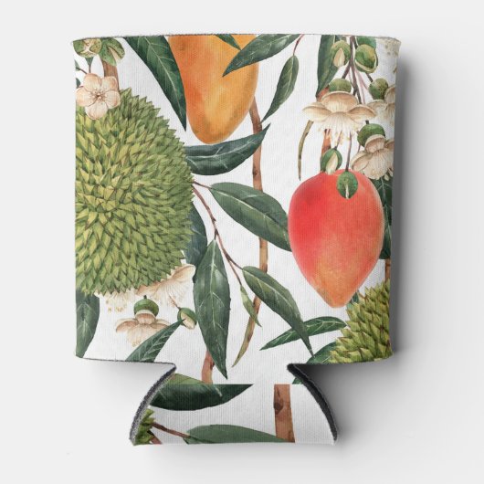 水の色のトロピカルドリアン、マンゴーのパターン。 缶クーラー (正面)