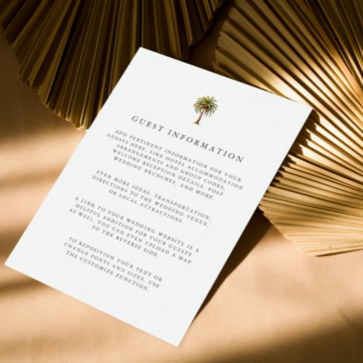 水の色のトロピカルパームツリーゲスト詳細 招待状