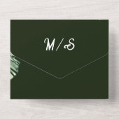 水の色のトロピカルモ結婚ンステラの全てが一つ オールインワン招待状 (裏面)