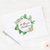 水の色のトロピカル結婚の感謝の気持ち来に ラウンドシール (封筒)