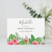 水の色のトロピカル葉なは私のジュニアの花嫁になる 招待状 (スタンド正面)