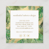 水の色のトロピカル葉金ゴールドのパタフェイクーン スクエア名刺 (裏面)