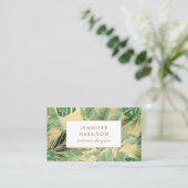 水の色のトロピカル葉金ゴールドのパタフェイクーン 名刺 (スタンド正面)