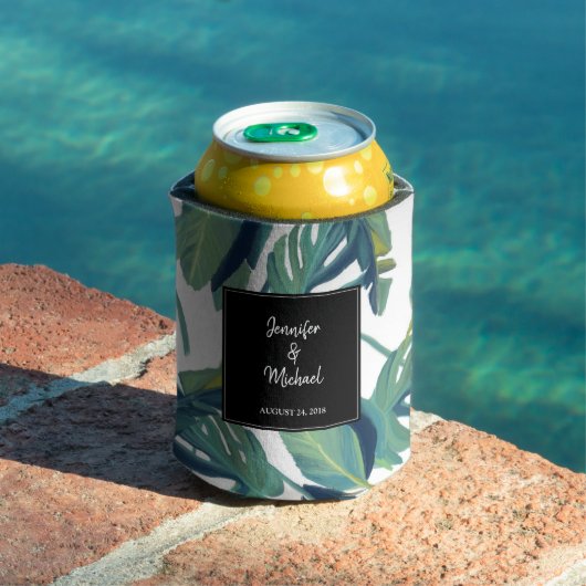 水の色のトロピカル離れなの新郎新婦結婚のs 缶クーラー (インサイチュ プール)