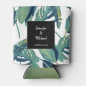 水の色のトロピカル離れなの新郎新婦結婚のs 缶クーラー (正面)