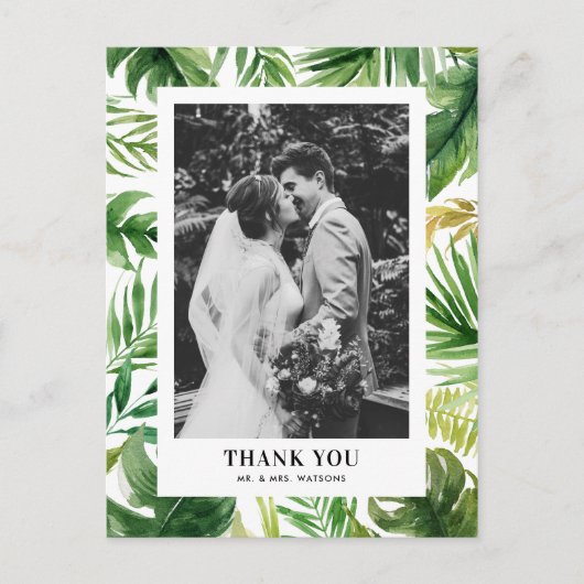 水の色のトロピカル離れ写真の結婚ありがとう ポストカード (正面)
