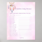 水の色のドリームキャッチャー赤ちゃんシャワーの願い ポスター (正面)