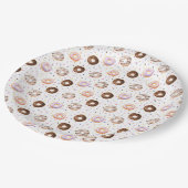 水の色のドーナツのパターン ペーパープレート (アングル)