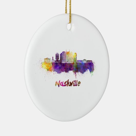 水の色のナッシュビルのスカイライン セラミックオーナメント (右)