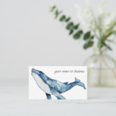 水の色のハンプバックホエールオンホワイトBkgビーチ 名刺 (スタンド正面)