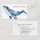 水の色のハンプバックホエールオンホワイトBkgビーチ 名刺 (正面/裏面)