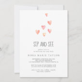 水の色のハートベビーガールsipと参照招待状 招待状 (正面)