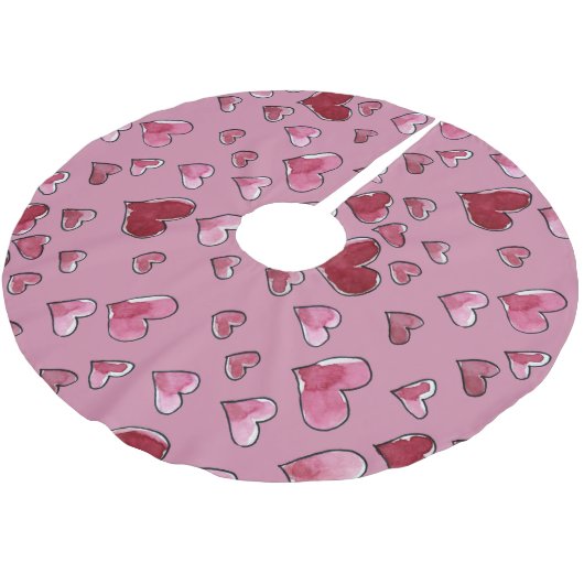 水の色のハートラブバレンタインデー ブラッシュドポリエステルツリースカート (アングル)