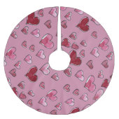 水の色のハートラブバレンタインデー ブラッシュドポリエステルツリースカート (正面)