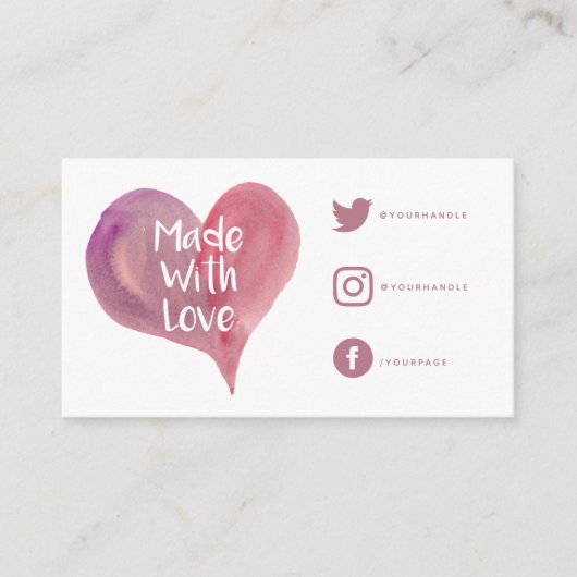 水の色のハート感謝していあなたソーシャルリンク エンクロージャーカード (正面)