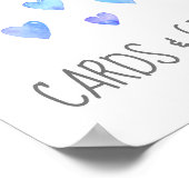 水の色のハート男の子のシャワーカードとギフト ポスター (角)