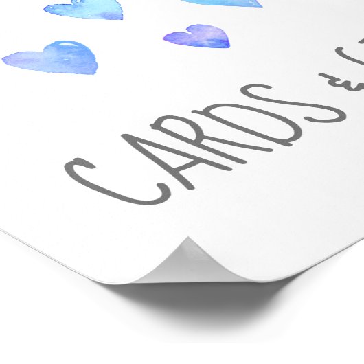 水の色のハート男の子のシャワーカードとギフト ポスター (角)